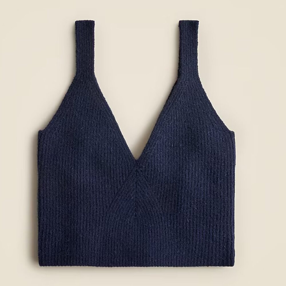 J.CREW Cashmere-blend Cropped Sweater-Tank Navy Small